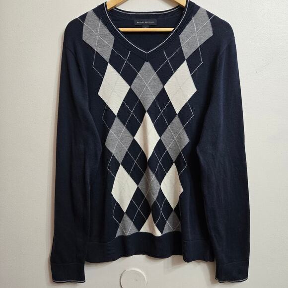 Banana Republic Mens Pima Wool Blend Argyle Sweater M Academia Preppy Old Money - Picture 1 of 10